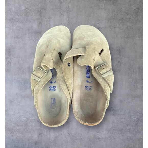 Birkenstock Boston Clog Suede Leather Faded Khaki Womens EU 39 US 8 - Picture 4 of 6